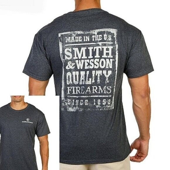 Smith & Wesson Grey Quality Firearms Made in the U.S. Graphic Print Tee Medium - Picture 1 of 4